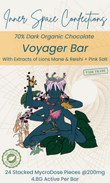 70% Dark Organic Chocolate Stacked VOYAGER Macrobar with Lions Mane, Reishi & Pink Salt