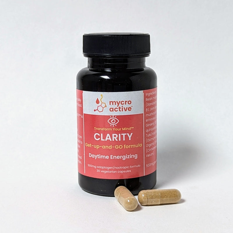 Clarity Daytime Energizing & Mood Elevating Capsules (30ct) Adaptogen & Functional Mushroom formula