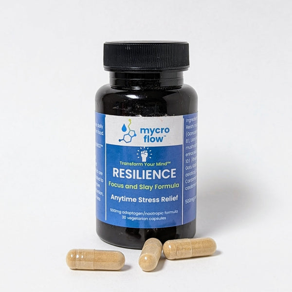 WHOLESALE 6-Pack: MycroFlow Resilience Anytime Stress-Relief Capsules (30ct) Adaptogen & Functional Mushroom formula