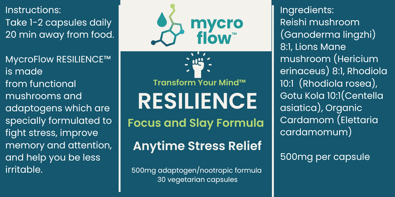 Resilience Anytime Stress-Relief Capsules (30ct) Adaptogen & Functional Mushroom formula