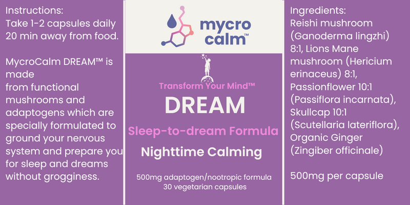Dream Nighttime Calming Capsules (30ct) Adaptogen & Functional Mushroom formula